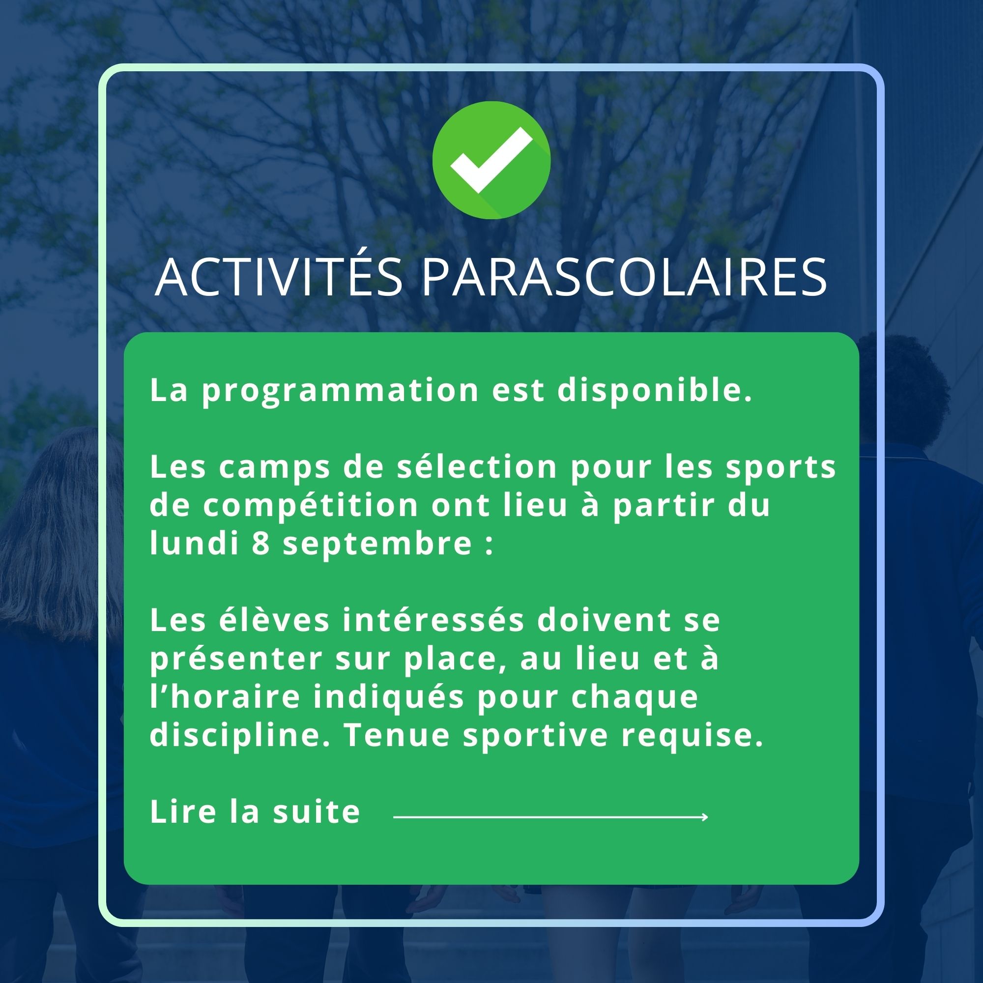 La programmation est disponible.